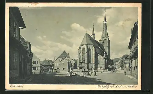 AK Deidesheim / Rheinpfalz, Marktplatz mit Kirche und Rathaus