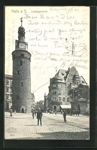AK Halle / Saale, Leipzigerturm im Sonnenschein