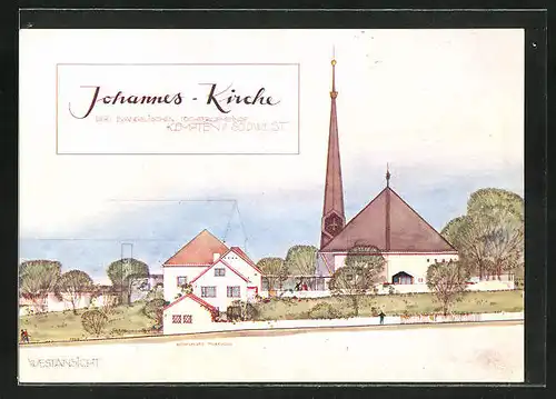 AK Kempten / Allgäu, Bausteinkarte für die ev. Johannes-Kirche