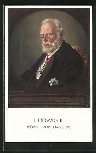 Künstler-AK Portrait König Ludwig III. von Bayern im Anzug mit Orden