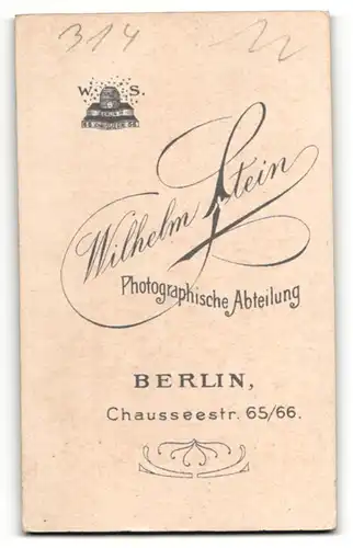 Fotografie Wilhelm Stein, Berlin, Portrait junges Mädchen mit Hochsteckfrisur