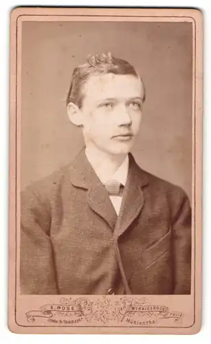 Fotografie E. Rose, Wernigerode a / H., Portrait junger Mann im Anzug mit Fliege