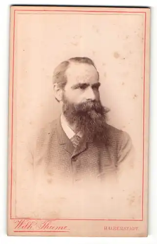 Fotografie Wilh. Thieme, Halberstadt, Portrait stattlicher Mann mit Vollbart