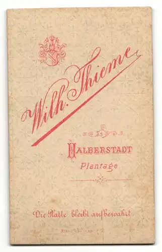 Fotografie Wilh. Thieme, Halberstadt, Portrait stattlicher Mann mit Vollbart