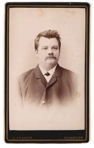 Fotografie A. Teuber, Stassfurt, Portrait eleganter Mann mit Schnurrbart