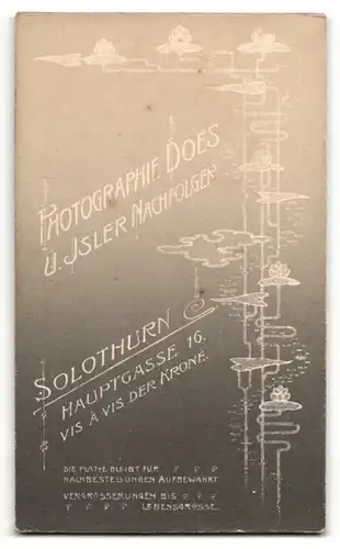 Fotografie U. Isler, Solothurn, Portrait charmanter Herr mit Oberlippenbart