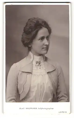 Fotografie A. & F. Naumann, Leipzig, junge Dame im Kleid