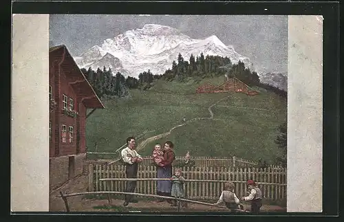 Künstler-AK Hans Thoma: Abend in der Schweiz