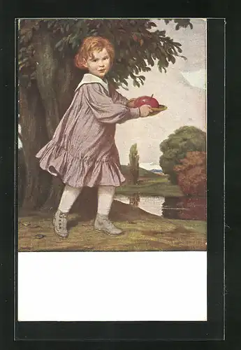Künstler-AK G. Hirth`s Verlag, Serie VI, 2, Ludwig von Zumbusch: Herbst, Mädchen mit Obstteller