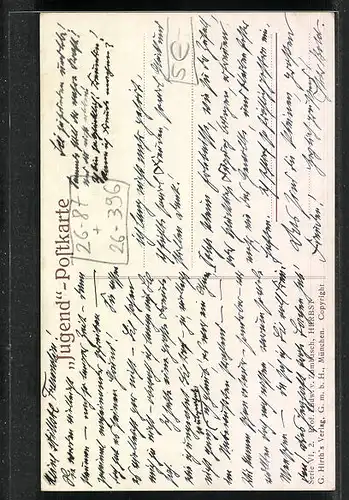 Künstler-AK G. Hirth`s Verlag, Serie VI, 2, Ludwig von Zumbusch: Herbst, Mädchen mit Teller voller Obst