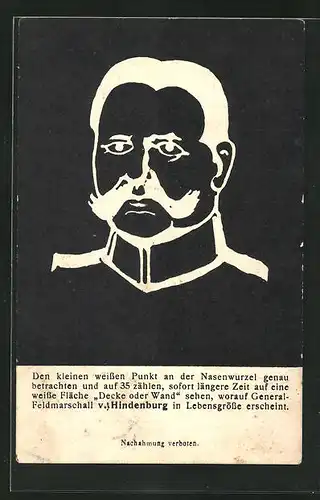 AK Generalfeldmarschall Paul von Hindenburg, optischer Trick