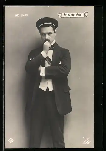 AK Operette Prinzess Gretl, Otto Storm in Denkerpose