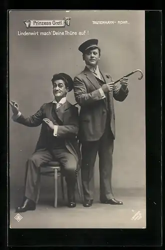 AK Operette Prinzess Gretl, Lindenwirt mach` Deine Türe auf!, Schauspieler Tautenhayn und Rohr