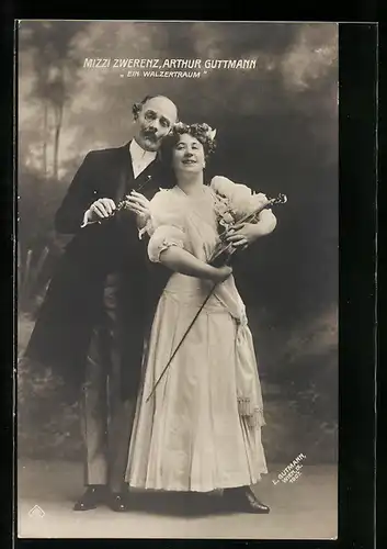 AK Operette Ein Walzertraum, Schauspielerin Mizzi Zwerenz und Schauspieler Arthur Guttmann