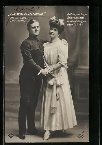 AK Operette Ein Walzertraum, Schauspielerin Helene Modl und Schauspieler Niki Werner