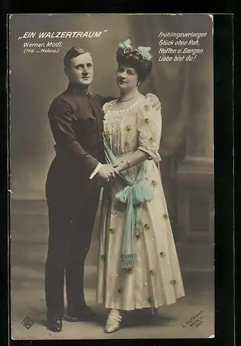 AK Operette Ein Walzertraum, Schauspielerin Helene Modl und Schauspieler Niki Werner