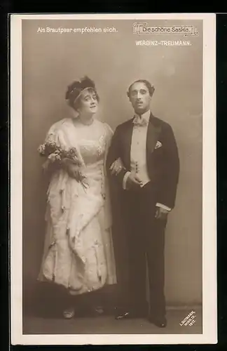 AK Operette Die schön Saskia, Werginz und Treumann als Brautpaar