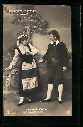 AK Szene aus der Operette Cavalleria rusticana, Du hier, Santuzza?