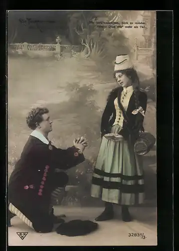 AK Szene aus der Operette Die Tochter des Regiments, Mir ist`s unmöglich, Dich zu meiden...