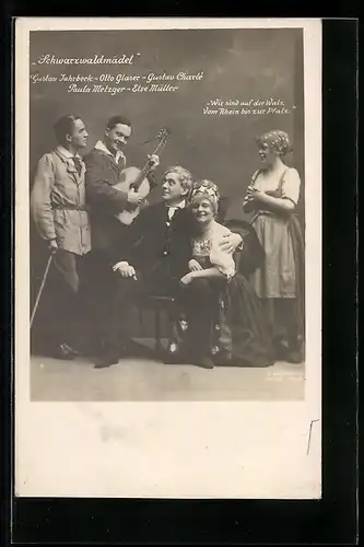 AK Operette Schwarzwaldmädel, Gustav Jahrbeck, Otto Glaser & Gustav Charlé in Kostümen