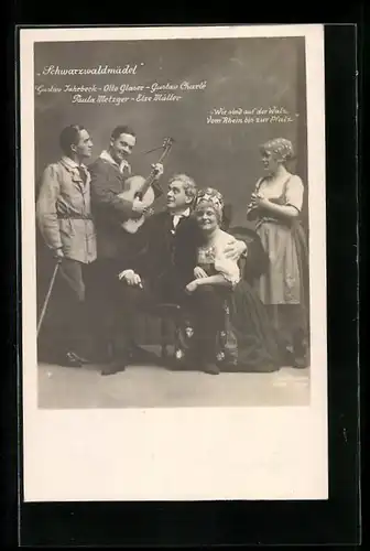 AK Operette Schwarzwaldmädel, Gustav Jahrbeck, Otto Glaser & Gustav Charlé in Kostümen