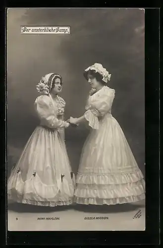 AK Schauspielerinnen Mimi Marlow und Gisela Marion in der Operette Der unsterbliche Lump