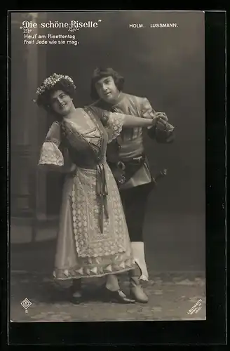 AK Die schöne Risette, Sänger Holm und Lussmann, Operette