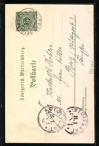 AK Herzliche Glückwünsche zum Jahreswechsel, Mädchen im Trachtenkleid vor Burg