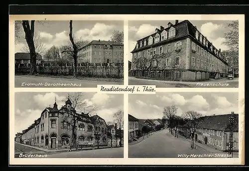 AK Neudietendorf / Thüringen, Erdmuth-Dorotheenhaus, Brüderhaus, Willy-Marschler-Strasse, Frauenschule