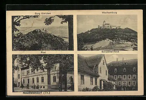 AK Neudietendorf (Th.), Burg Gleichen, Wahcsenburg, Schwesternhaus