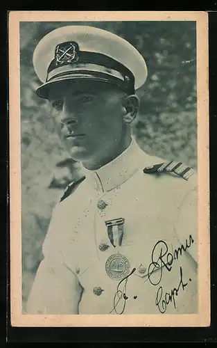 AK Porträt Kapitän Romer nach seiner Expedition über den atlantischen Ozean, Atlantiküberquerung 1928