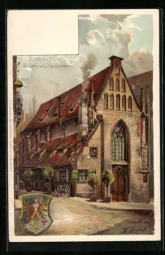 Lithographie Nürnberg, Ansicht Bratwurstglöcklein