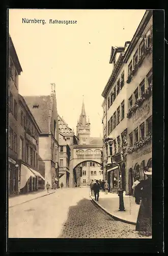 AK Nürnberg, Blick in die Rathausgasse