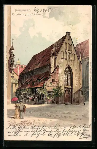 Lithographie Nürnberg, Gasthaus Bratwurstglöcklein