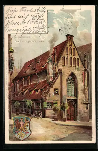 Lithographie Nürnberg, Ansicht Bratwurstglöcklein