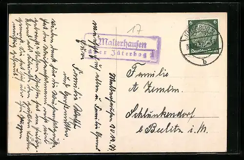 AK Landpoststempel Malterhausen über Jüterbog