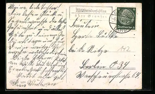 AK Landpoststempel Altlüdersdorf-Plan über Gransee