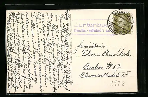 AK Landpoststempel Buntenbock, Clausthal-Zellerfeld 1 Land