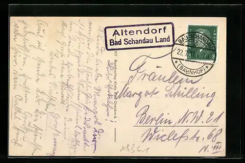 AK Landpoststempel Altendorf, Bad Schandau Land