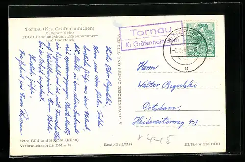 AK Landpoststempel Tornau, Kr. Gräfenhainichen