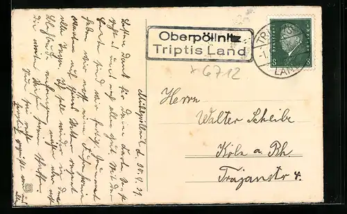 AK Landpoststempel Oberpöllnitz, Triptis Land