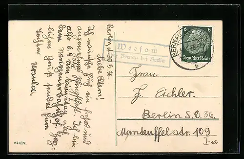 AK Landpoststempel Weesow über Bernau bei Berlin