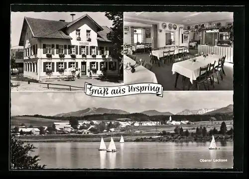 AK Urspring a. See b. Steingaden, Gasthaus Drei Mohren, Innenansicht, Oberer Lechsee