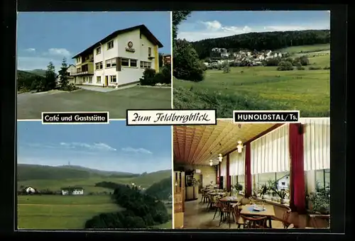 AK Hunoldstal im Taunus, Cafe und Gasthaus Zum Feldbergblick, Innenansicht, Ortspartie