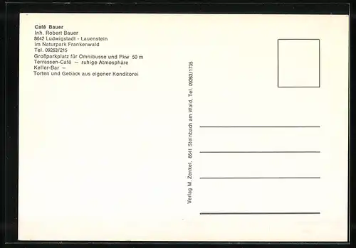 AK Ludwigstadt-Lauenstein, Cafe Bauer im Naturpark Frankenwald, Innenansichten