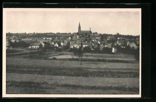 AK Rübenach, Ortspanorama mit Kirche