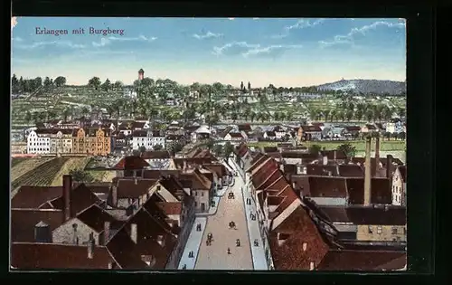 AK Erlangen, Teilansicht mit Burgberg