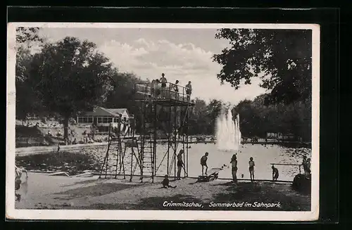 AK Crimmitschau, Sommerbad im Sahnpark