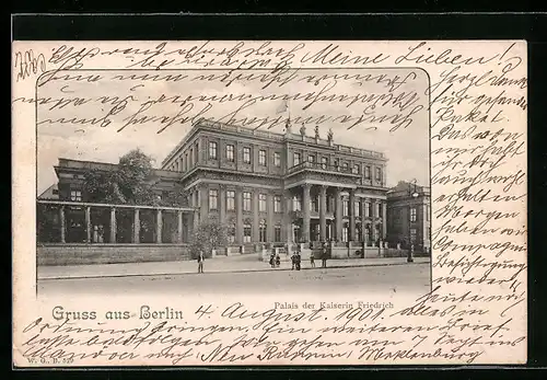AK Berlin, Palais der Kaiserin Friedrich mit Strasse
