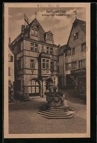 AK Berncastel-Cues, Rathaus und Marktbrunnen